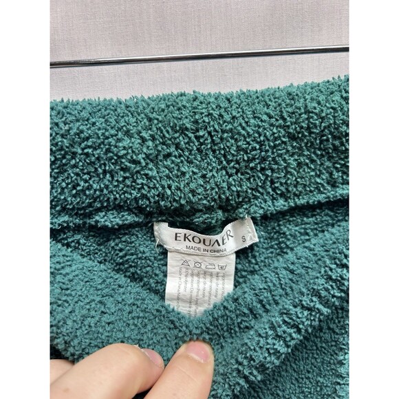 Ekouaer Women’s Small 2 Piece Fuzzy Pajamas Lounge Set Green - Picture 11 of 12